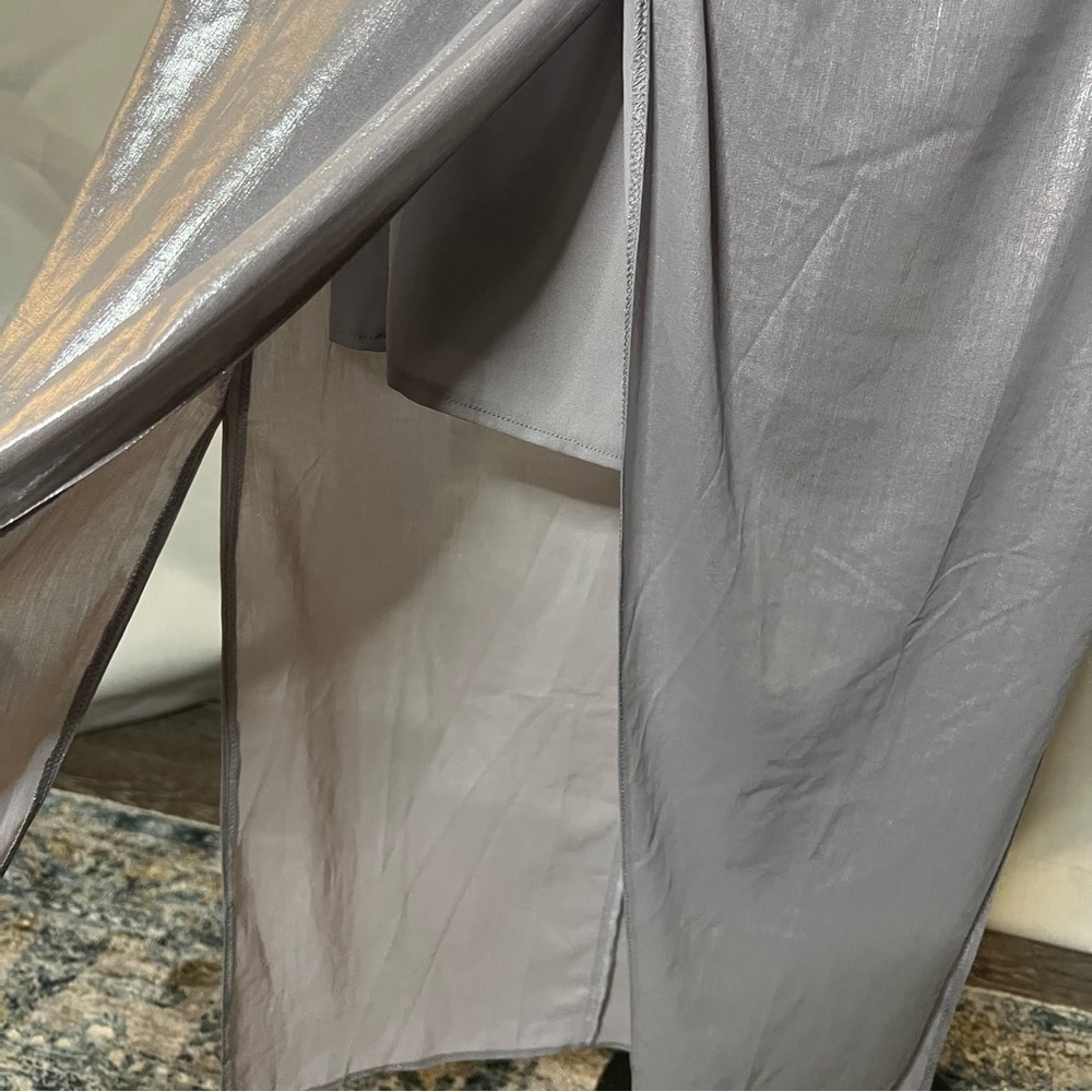 ASOS Metallic Silver Draped Midi Dress 4 - Picture 9 of 9
